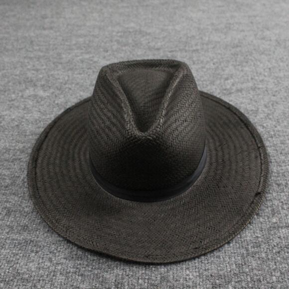 Freya Hat Fedora Fitted Womens Small Medium Black Straw Wide Brim Ribbon USA - Picture 1 of 9